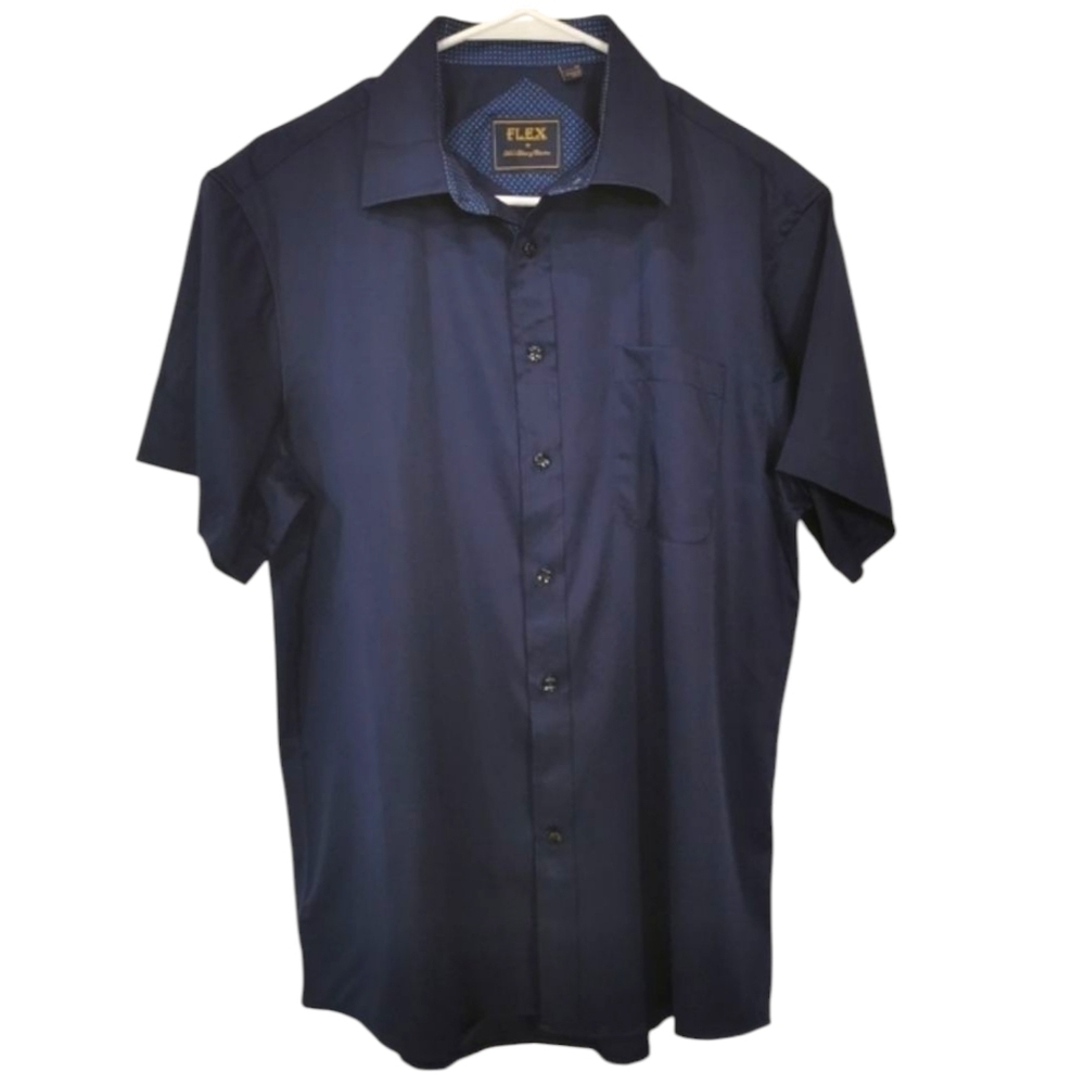 Flex Men's Luxury Collection Short Sleeve Button Down Shirt Navy - Sz M